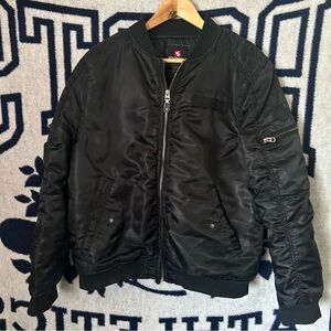 South Pole Black Bomber Jacket Mens Size Medium Y2K Vtg